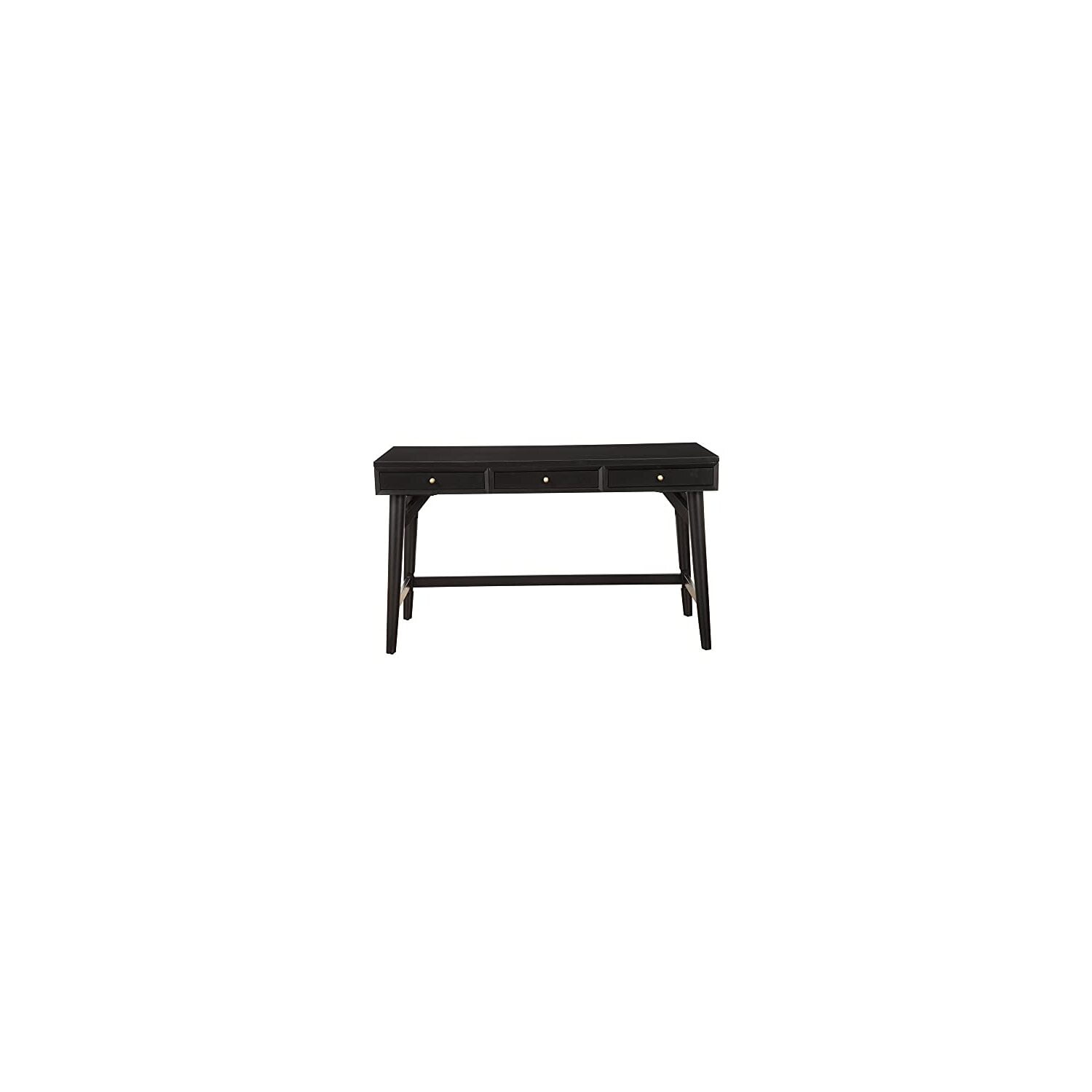 Elegant Black Mahogany 52" Transitional Home Office Desk with 3 Drawers
