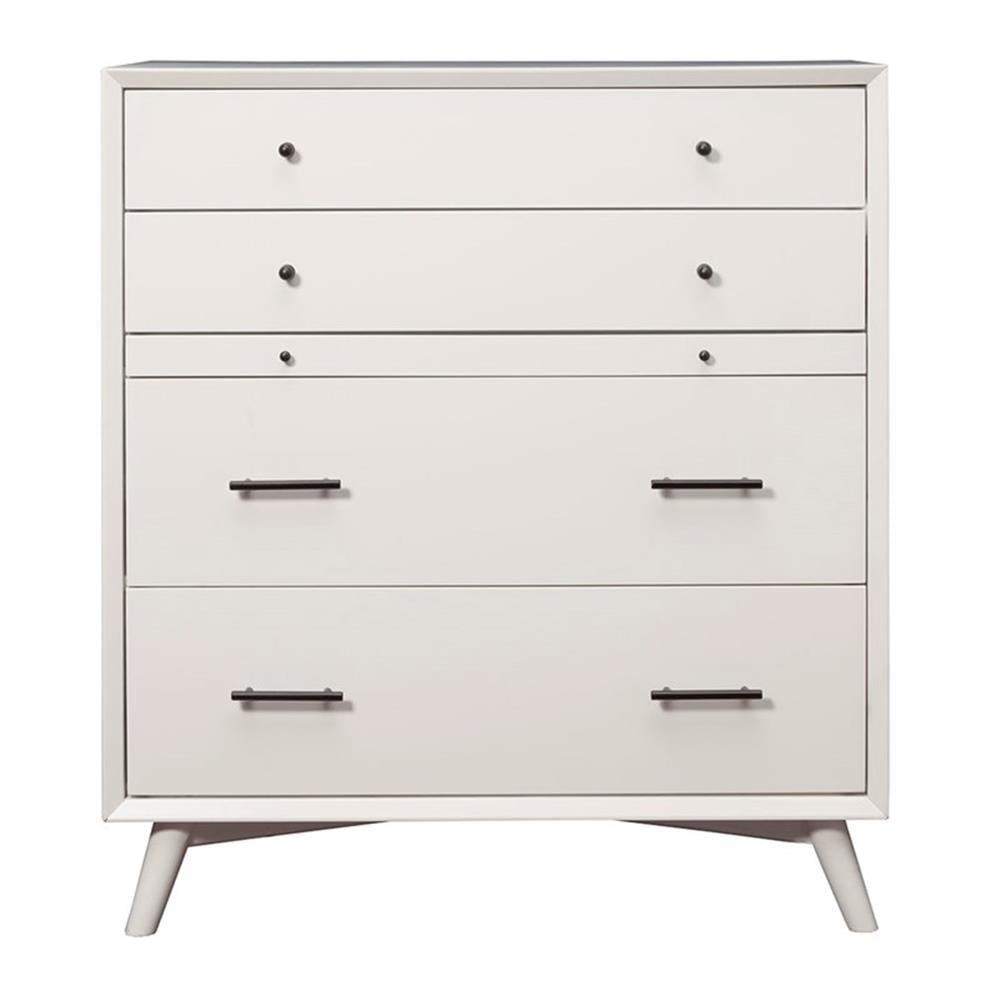 Flynn Transitional White 4-Drawer Mid-Century Modern Chest