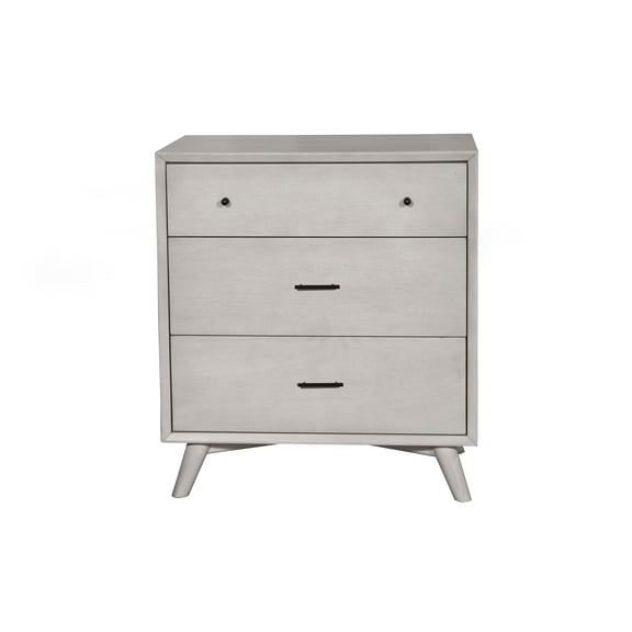 Alpine Furniture Flynn Mid Century Modern 3 Drawer Small Chest, Gray