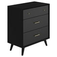 thumbnail image 1 of Alpine Furniture Flynn Mid Century Modern Wood 3 Drawer Small Chest in Black, 1 of 9