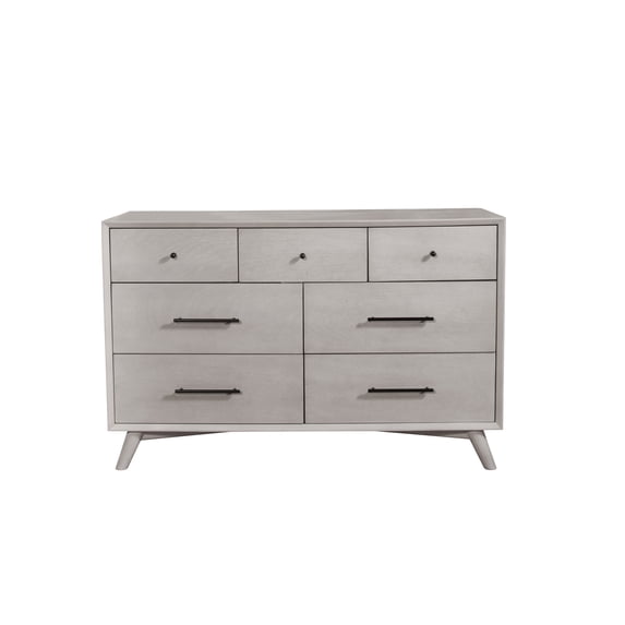 Flynn Mid Century Modern 7 Drawer Dresser, Gray