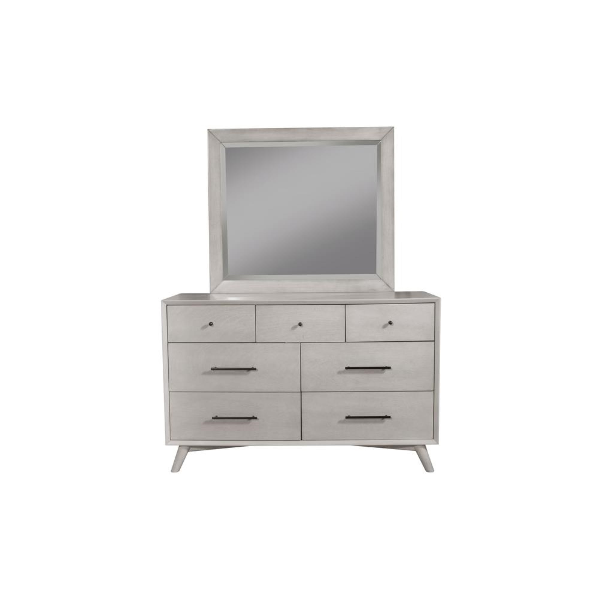 Flynn Gray Mahogany 7-Drawer Mid-Century Modern Dresser