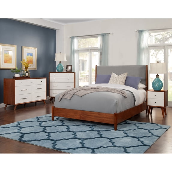Alpine Furniture Flynn Mid Century Multi-function Wood Chest in Acorn-White