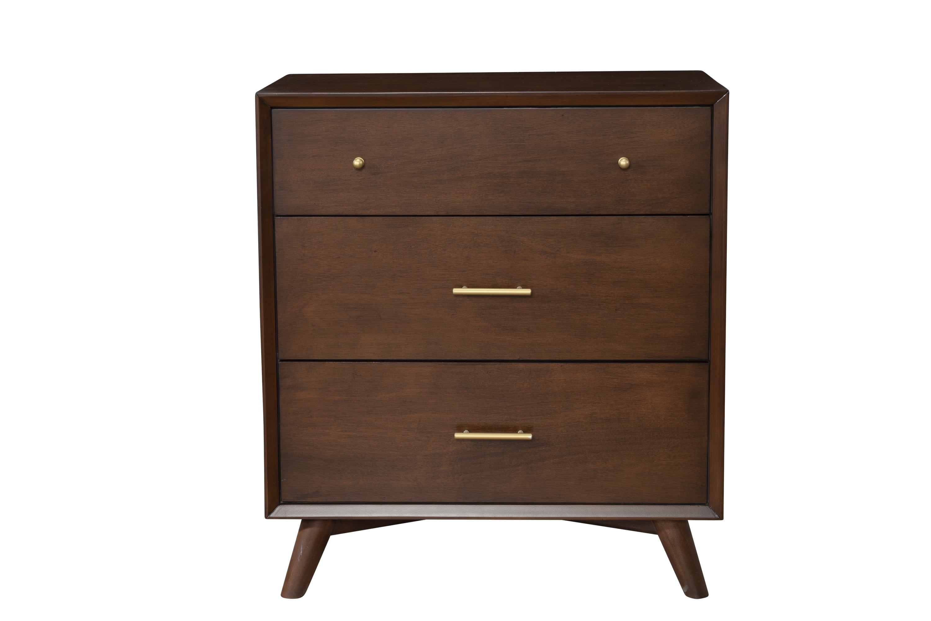 Flynn Walnut 32" Transitional Mid-Century 3-Drawer Chest