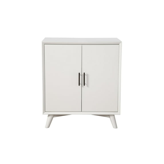Alpine Furniture Flynn Small Wood Bar Cabinet in White