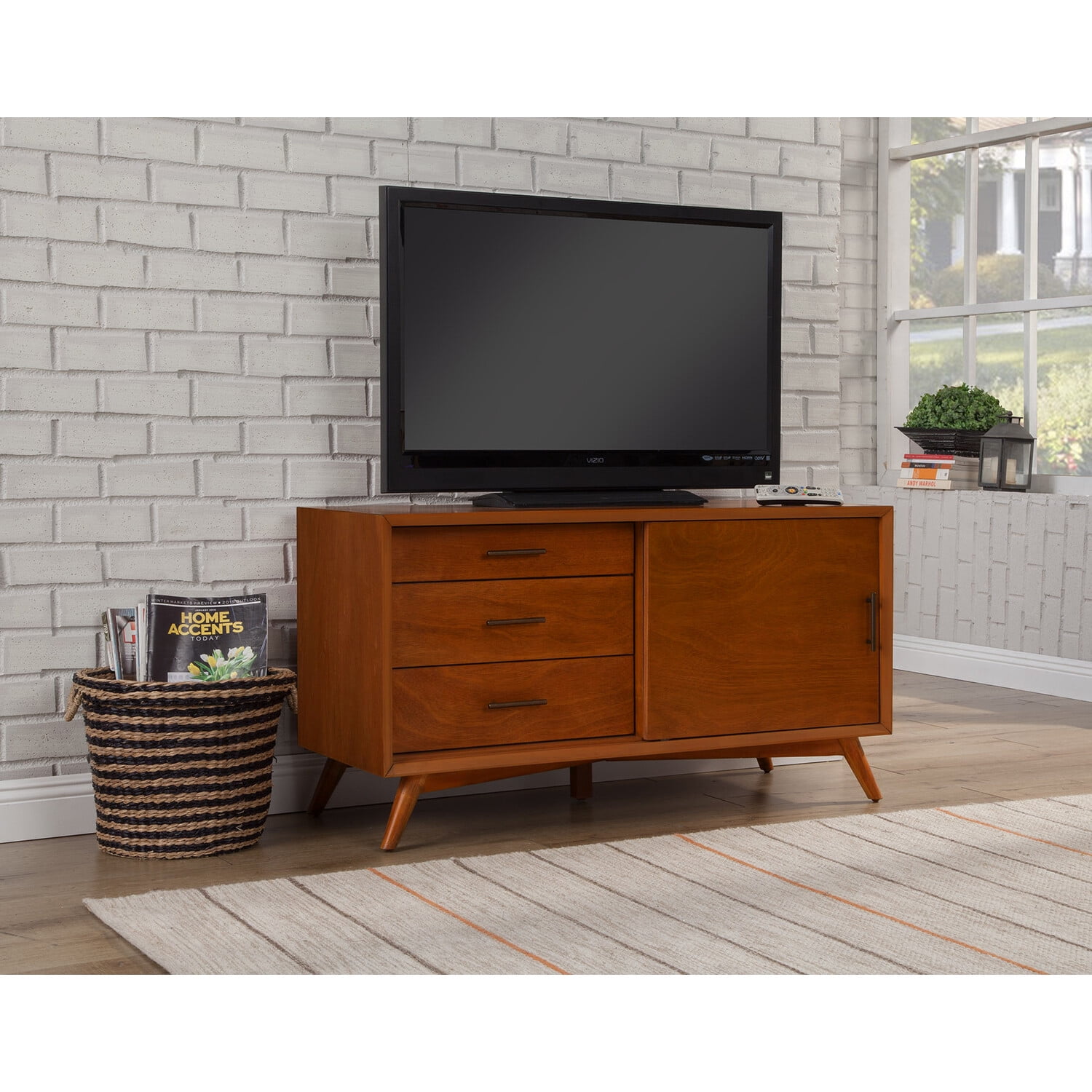 Flynn Acorn Mid-Century Modern Mahogany TV Console with Cabinet