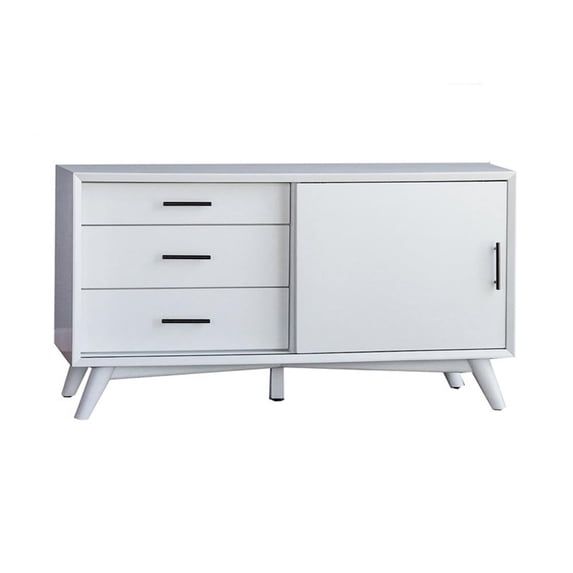 Alpine Furniture Flynn Small Wood TV Console in White