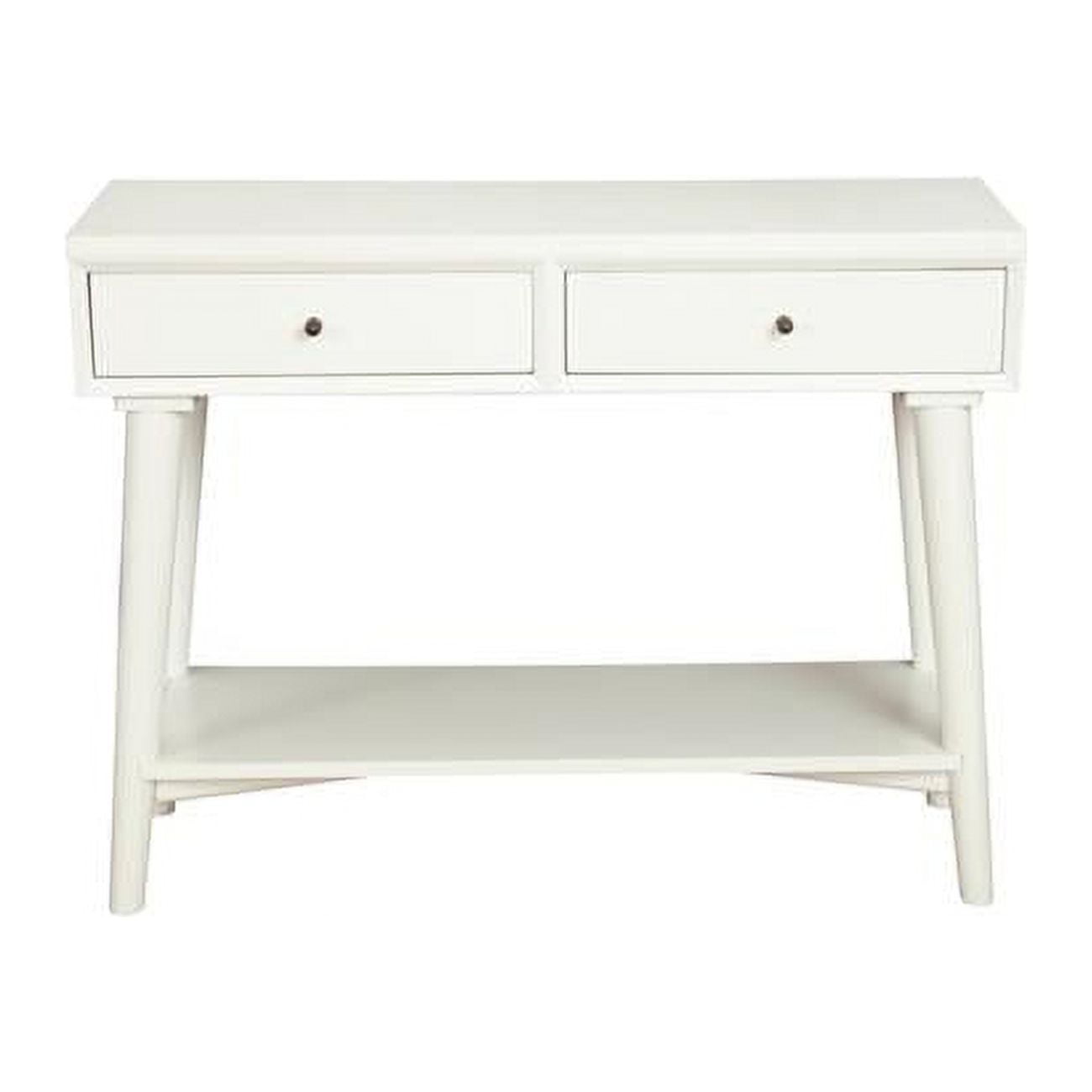 Streamlined White Mahogany 42" Console Table with Storage