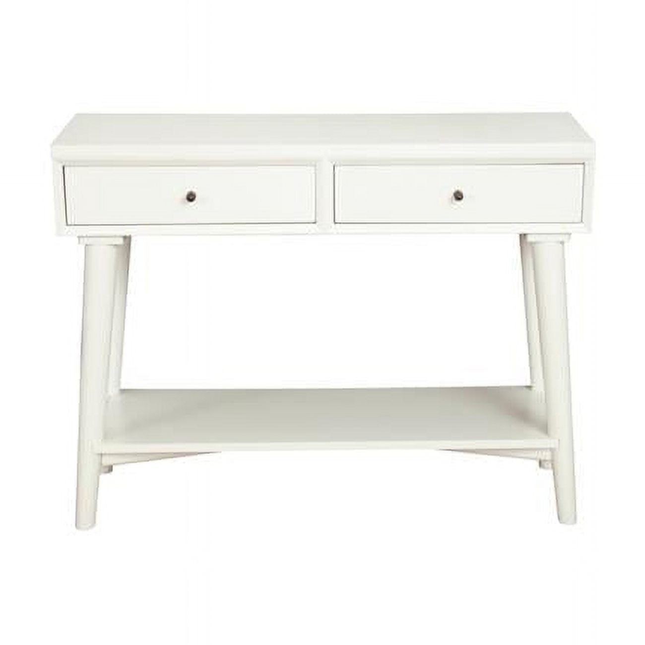 Streamlined White Mahogany 42" Console Table with Storage