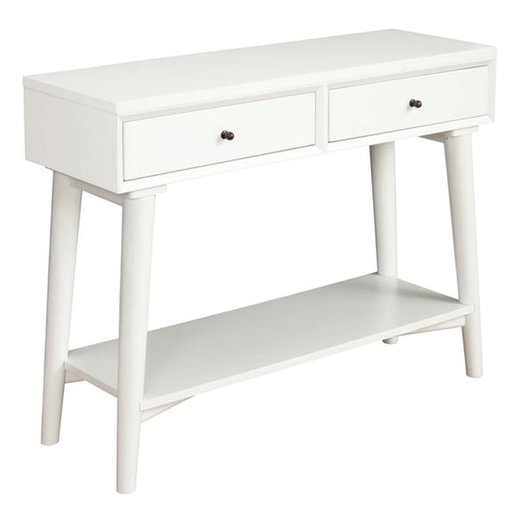Alpine Furniture Flynn Wood Console Table with 2 Drawers in White