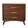 thumbnail image 1 of Alpine Furniture Gramercy 3 Drawer Small Wood Chest in Walnut (Brown), 1 of 5
