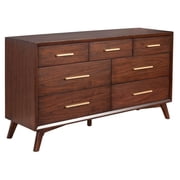 Alpine Furniture Gramercy 7 Drawer Wood Dresser in Walnut Brown