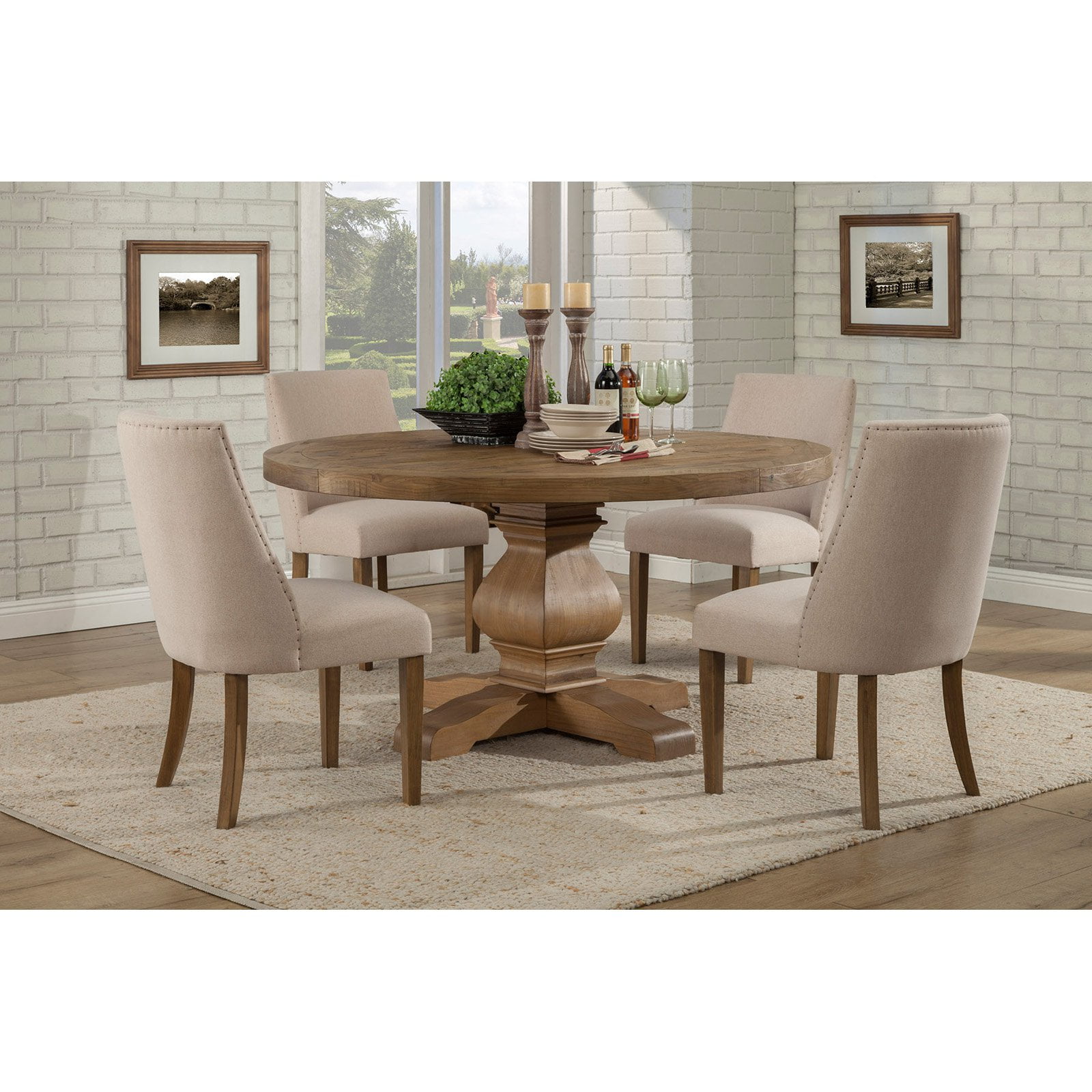 Kensington 60" Round Reclaimed Pine Wood Dining Table