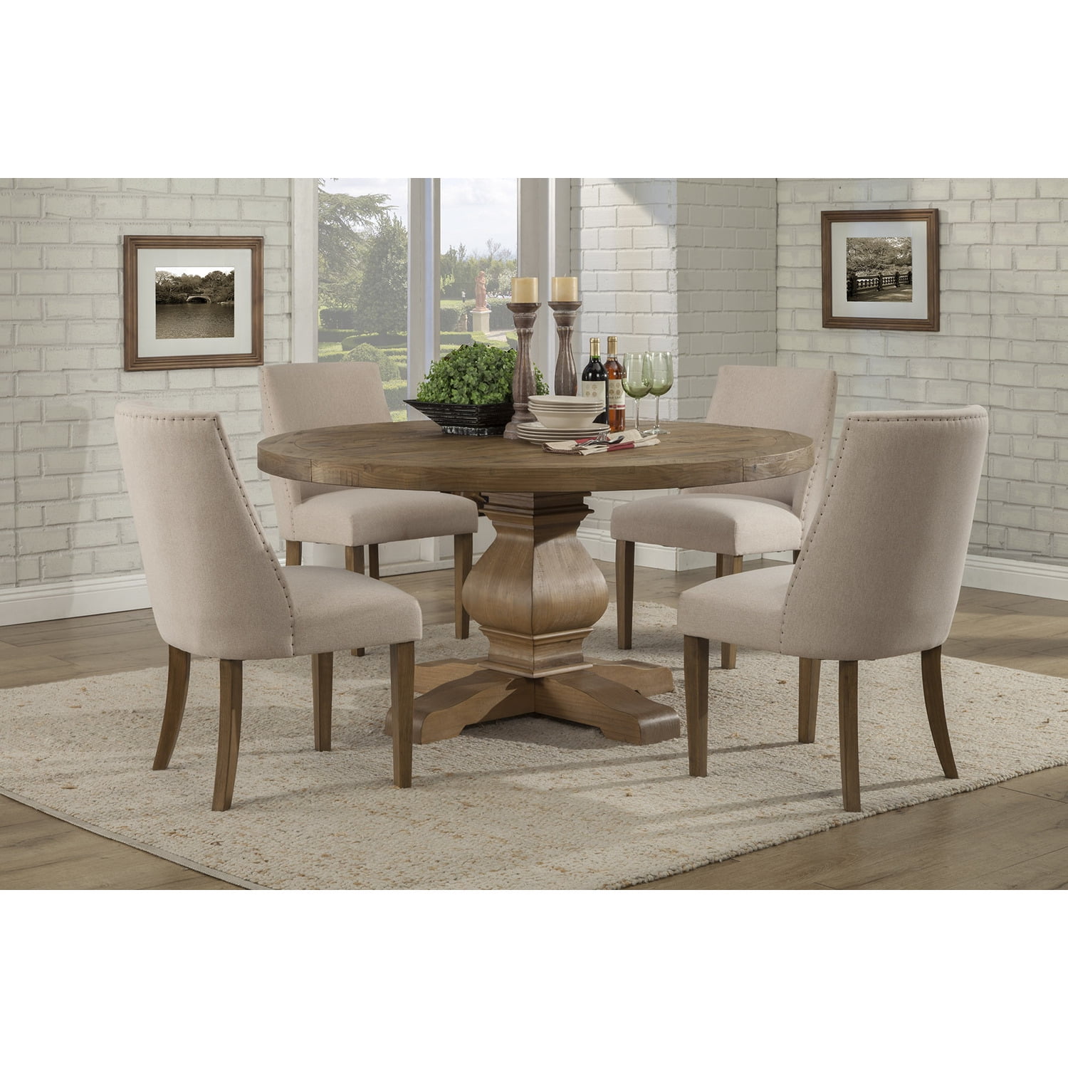 Kensington 60" Round Reclaimed Pine Wood Dining Table