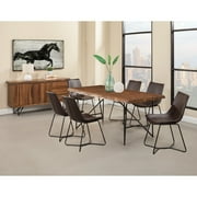 Alpine Furniture Live Edge Solid Wood Dining Table in Light Walnut Brown
