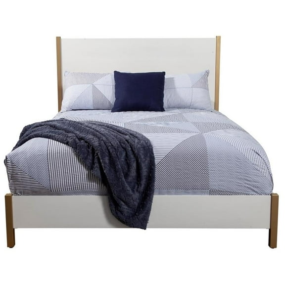 Alpine Furniture Madelyn Queen Wood Panel Bed in White