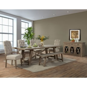 Alpine Furniture Newberry Set of 2 Parson Chairs in Weathered Natural (Brown)