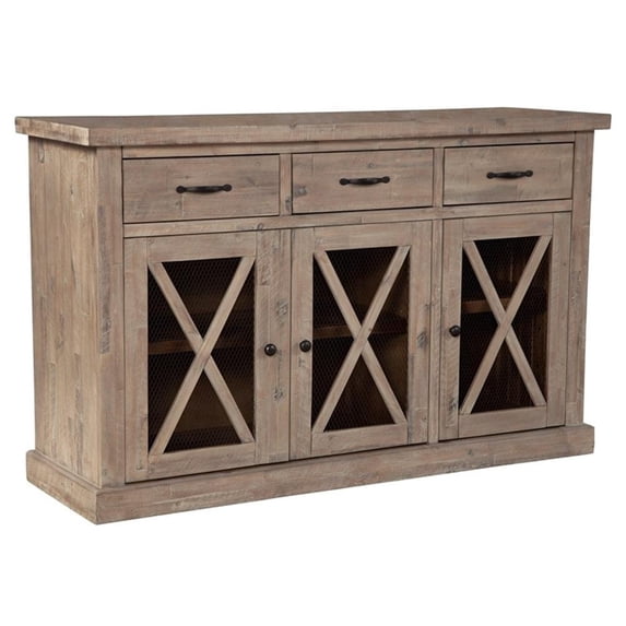 Alpine Furniture Newberry Wood Sideboard in Weathered Natural