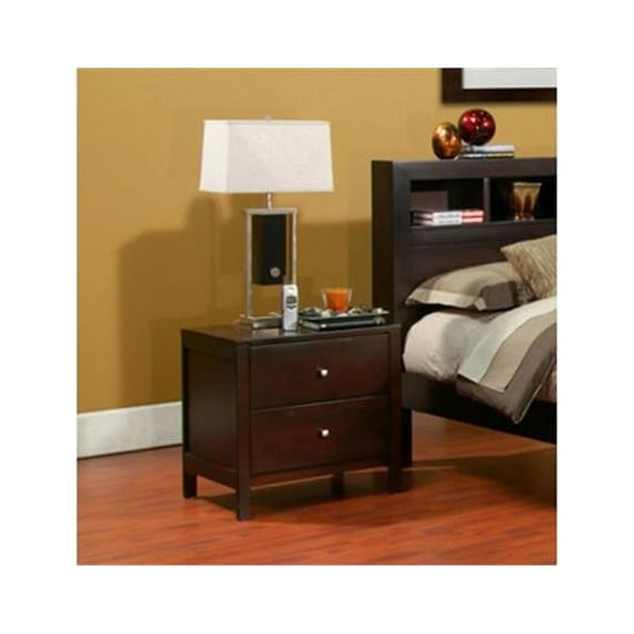 Alpine Furniture SK-02 Solana 2 Drawer Nightstand, Cappuccino - 24 x 19 x 24 in.