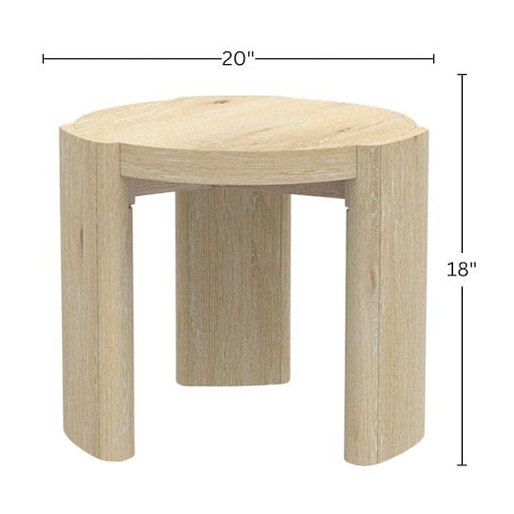 Natural Driftwood Round Wood End Table with Curved Legs