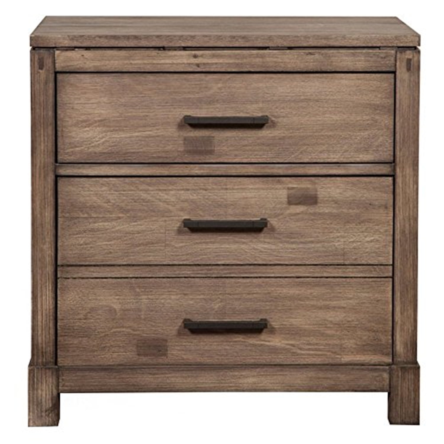 Sydney Transitional 2-Drawer Nightstand in Gray/Brown Mahogany