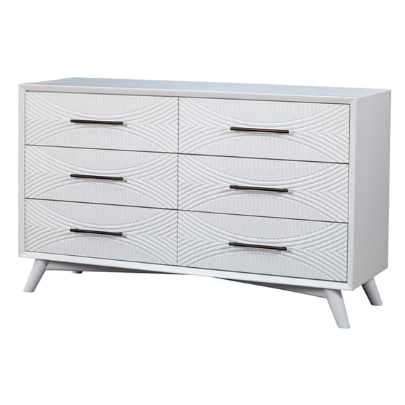Alpine Furniture Tranquility 6 Dawer Wood Dresser in White
