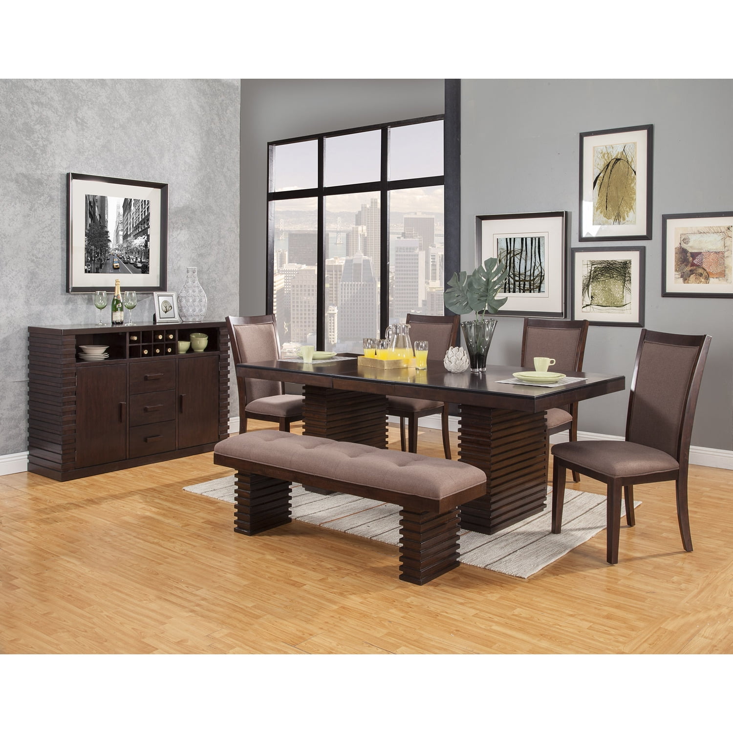Rustic Dark Brown Acacia 3-Drawer Sideboard