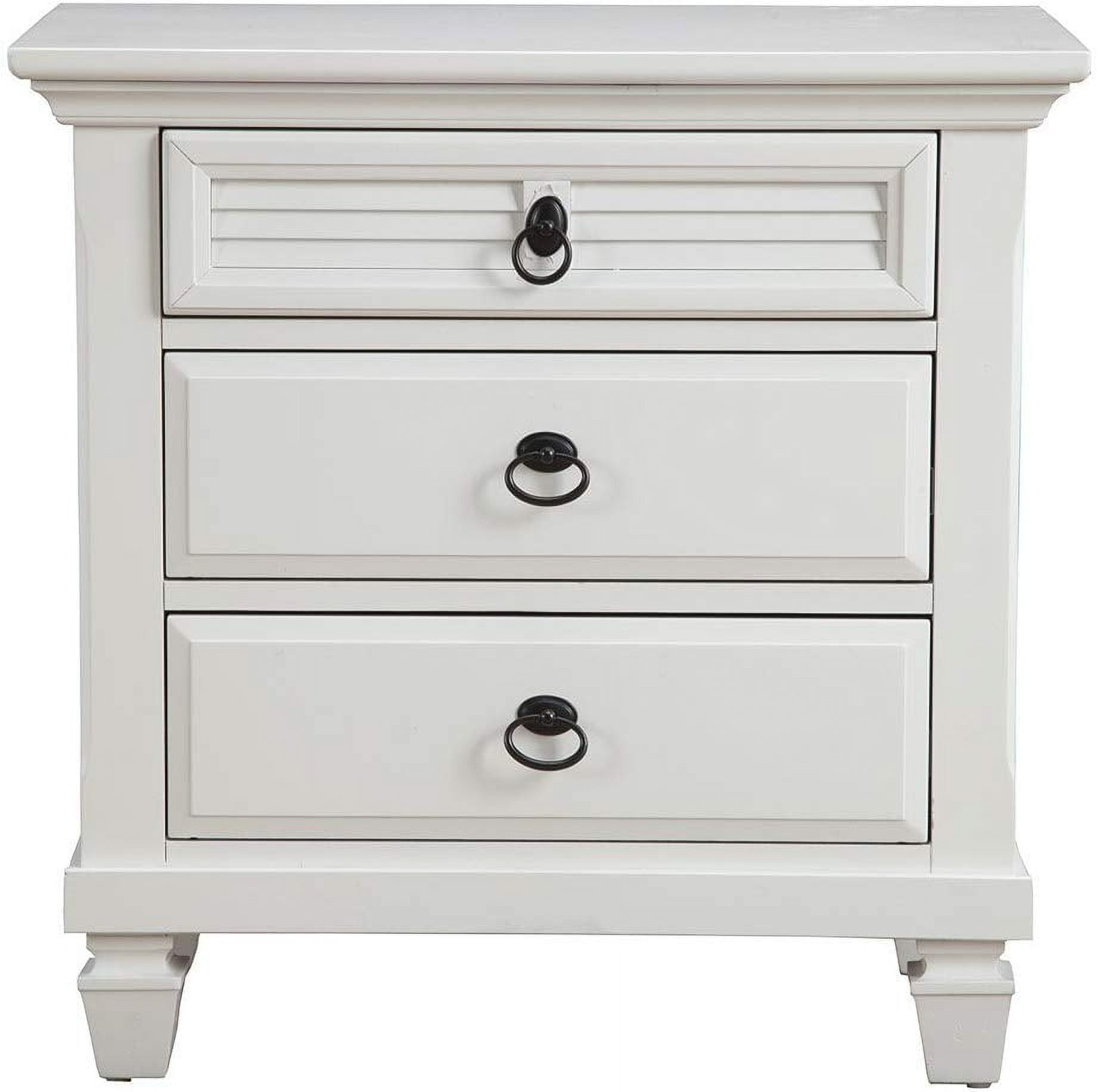 Winchester Pine White Transitional 3-Drawer Nightstand