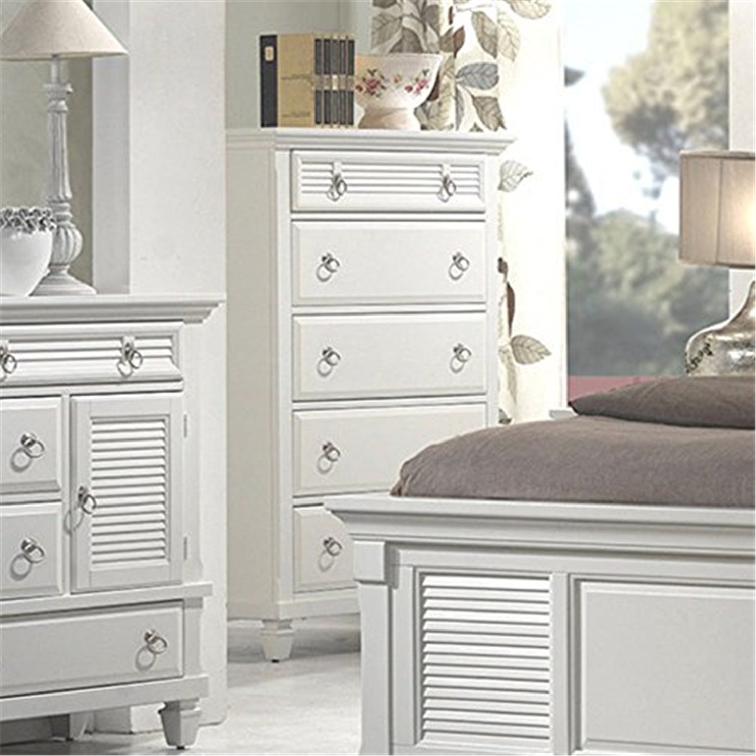 Winchester 5-Drawer White Pine Wood Chest with Soft Close