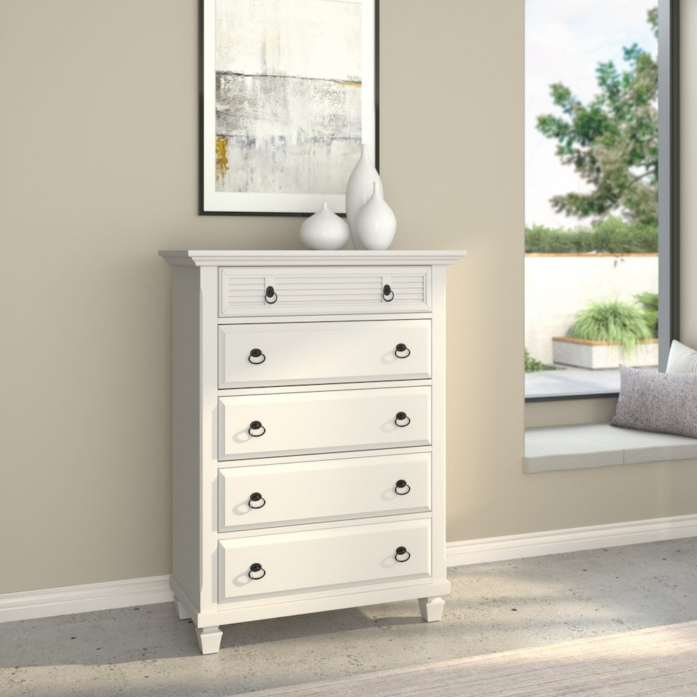Winchester 5-Drawer White Pine Wood Chest with Soft Close