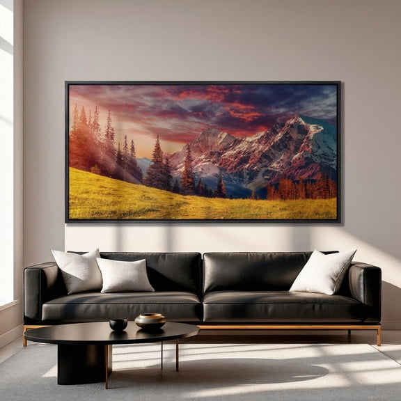 Alpine Glow Mountain Art Colorful Sky Nature Print Poster Decor For Living Room Bedroom, Unframed Poster Size 8x12