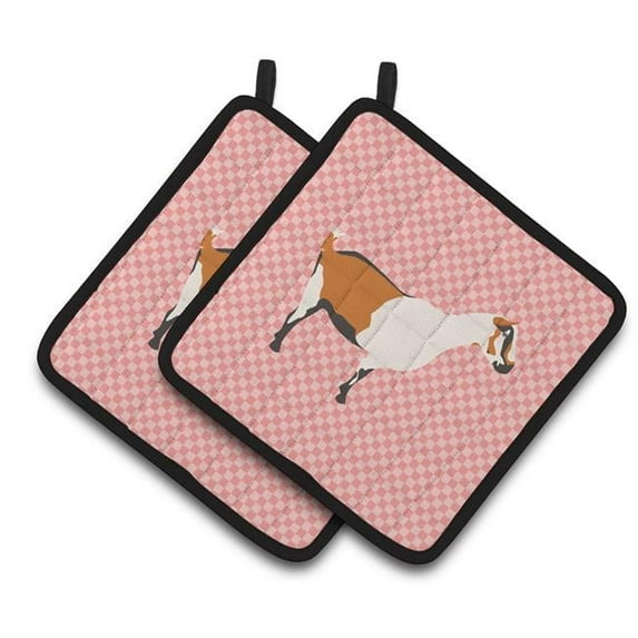 Alpine Goat Pink Check Pair of Pot Holders
