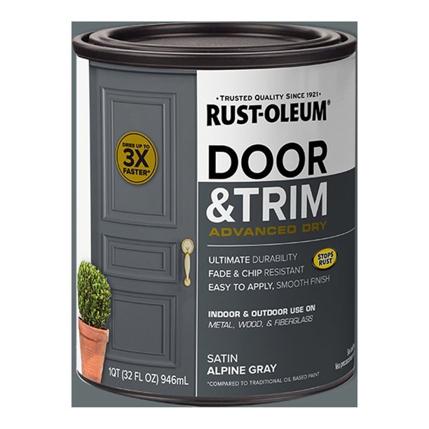 Alpine Gray, RustOleum Door and Trim Paint Satin, Quart