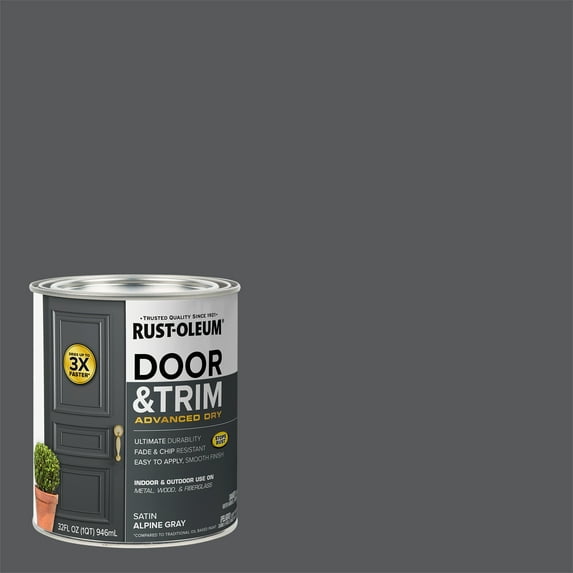 Alpine Gray, Rust-Oleum Satin Door & Trim Paint- Quart, 1 Pack