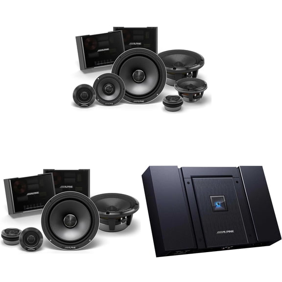 Alpine HDA-F60 Status Hi-Res 4-Ch Amp & HDZ-653 6.5" 3-Way w/ HDZ-65C 6.5" Audio Upgrade Bundle