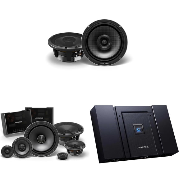Alpine HDA-F60 Status Hi-Res 4-Ch Amp & HDZ-653S 6.5" Slim 3-Way w/ HDZ-65 6.5" Audio Upgrade Bundle