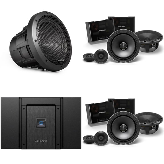 Alpine HDA-V90 Status Hi-Res 5-Ch Amp w/ (2) HDZ-65CS 6.5" Slim & HDZ-W10 10" Sub Upgrade Bundle