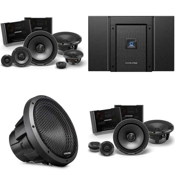 Alpine HDA-V90 Status Hi-Res 5-Ch Amp w/ HDZ-653S 6.5" Slim 3-Way, HDZ-65C 6.5" & HDZ-W12 12" Sub Upgrade Bundle