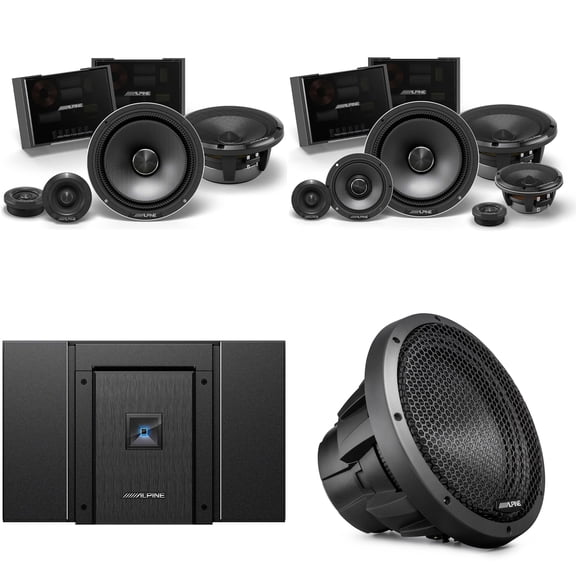 Alpine HDA-V90 Status Hi-Res 5-Ch Amp w/ HDZ-653S 6.5" Slim 3-Way, HDZ-65CS 6.5" & HDZ-W12 12" Sub Upgrade Bundle