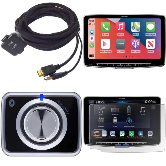 Alpine Halo11 iLX-F511, KCU-315UH USB / HDMI Extension Cable w/ Screen Protector and Halo Subwoofer Level Controller