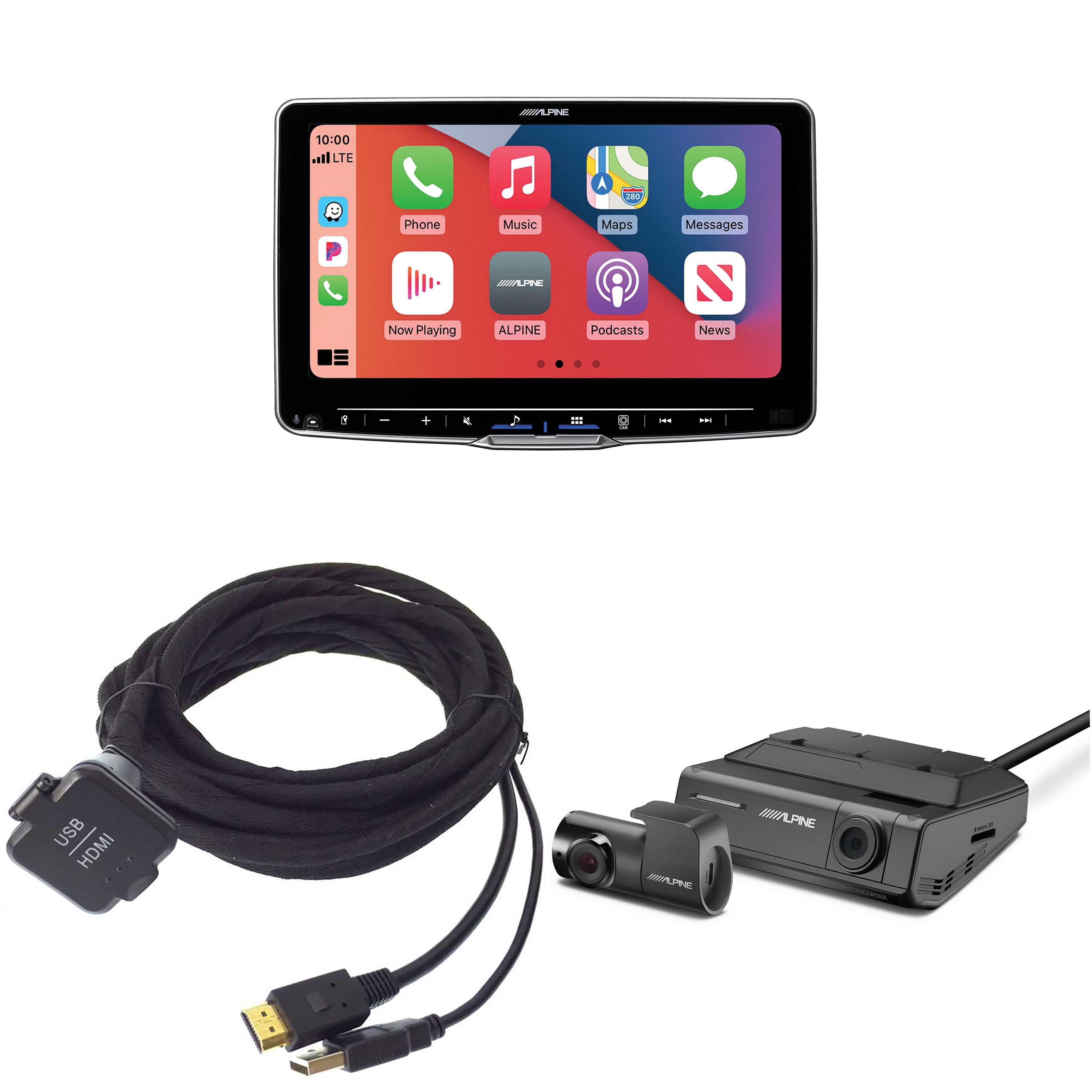 Alpine Halo9 iLX-F509, KCU-315UH USB / HDMI Extension Cable with DVR ...
