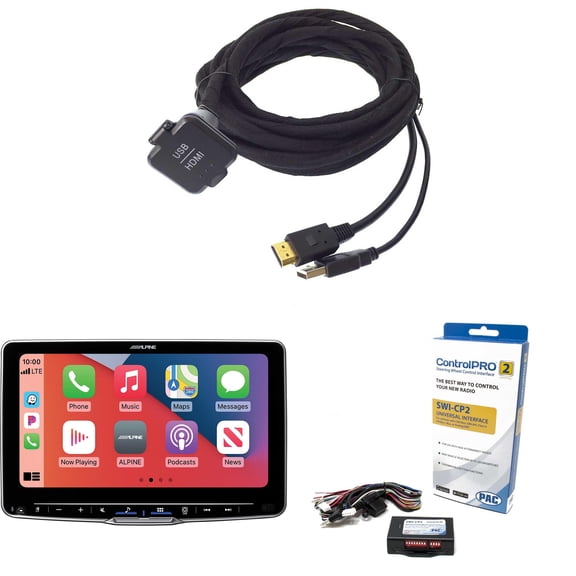 Alpine Halo9 iLX-F509, KCU-315UH USB / HDMI Extension Cable with SWI-CP2 Steering Wheel Interface
