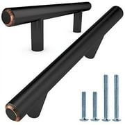 Alpine Hardware Solid Euro Style Bar Handle Pull | 10Pack ~3.75" Hole Center & 6.125" Length | Heavy Stainless Steel T-Bar Pull with an Oil Rubbed Bronze Finish | Cabinet Hardware