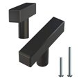 thumbnail image 1 of Alpine Hardware Solid Euro Style Bar Handle Pull | 25Pack ~2" Length | Heavy Stainless Steel Square End T-Knob Pull with a Matte Black Finish | Cabinet Hardware, 1 of 5