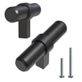 thumbnail image 1 of Alpine Hardware Solid Euro Style Bar Handle Pull | 5Pack ~2 1/4" Length | Heavy Stainless Steel Banded T-Knob Pull with a Matte Black Finish | Cabinet Hardware, 1 of 5