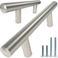 thumbnail image 1 of Alpine Hardware Solid Euro Style Bar Handle Pull | 5Pack ~ 3" Hole Center &  5 3/8" Length | Heavy Stainless Steel T-Bar Pull with a Rounded End & Matte Nickel Finish | Cabinet Hardware, 1 of 3