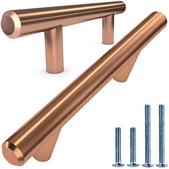 Alpine Hardware Solid Euro Style Bar Pull | 10Pack ~3" Hole Center &  5 3/8" Length | Heavy Stainless Steel T-Bar Pull with a Copper/Bronze Finish | Cabinet Hardware