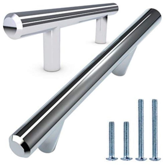 Alpine Hardware Solid Stainless Steel Euro Bar Cabinet Handle Drawer Pull (1/2-inch Diameter), 15-inch Length (12.63-inch Hole Center), Chrome, 1-Pack