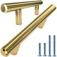 thumbnail image 1 of Alpine Hardware Solid Stainless Steel Euro Bar Cabinet Handle Drawer Pull (1/2-inch Diameter), 15-inch Length (12.63-inch Hole Center), Gold Brass, 1-Pack, 1 of 5