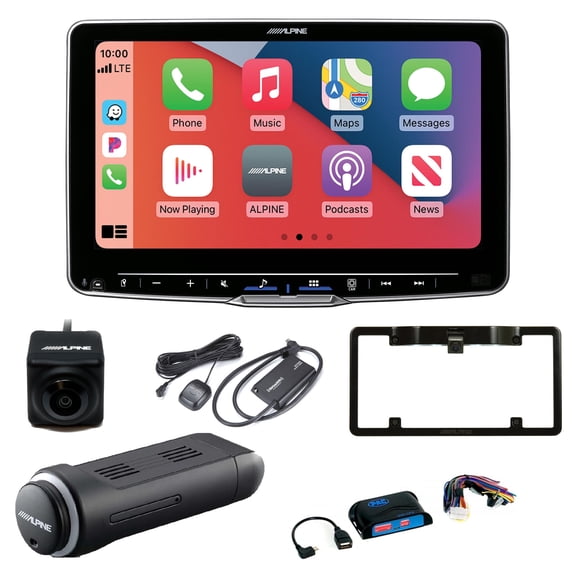 Alpine ILX-F509 Halo9 9" Multimedia Receiver w/ KTX-NS01 Nav Module, Satellite Tuner, Steering Wheel Interface, & Camera w/ Frame